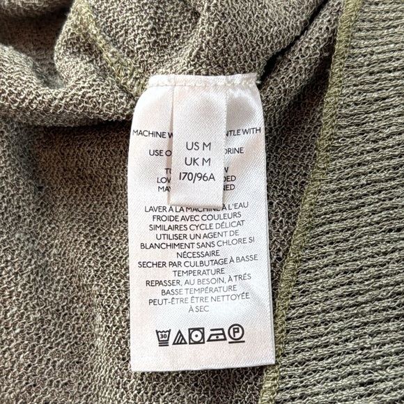 Free People Olive Green Quarter Button-Up Peasant Sleeve Women's Top - Picture 5 of 16